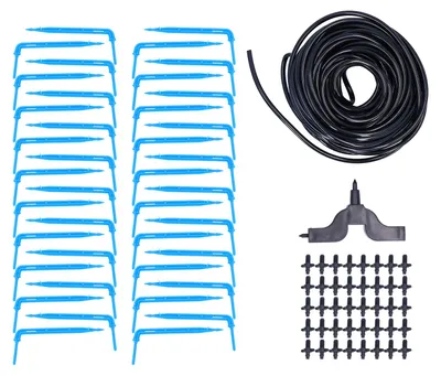 Produktbild von Tropfbewässerungsset, 15 m Bewässerungstropferschlauch-Set, Gartengewächshaus-Sämlingszubehör