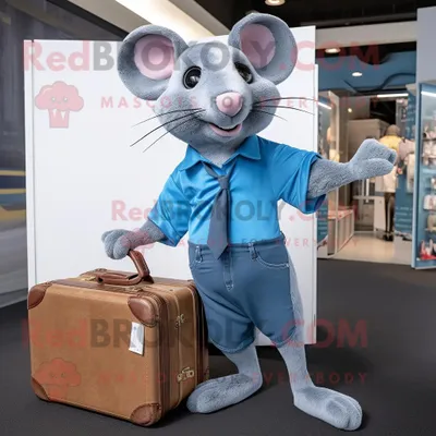 Immagine prodotto di Personaggio del costume della mascotte REDBROKOLY di Blue Rat vestito con jeans Boyfriend e cartelle