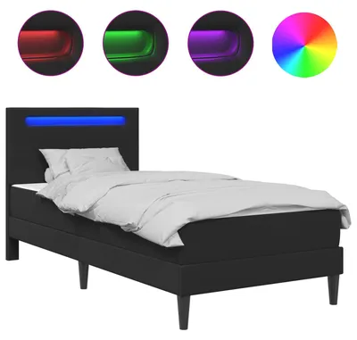 Obrázok produktu pre Rám postele s LED pásikmi Čierna 90 x 190 cm Umelá koža