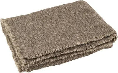 Immagine prodotto di Unyqoos® Plaid: coperta decorativa a quadri, con bordi rifiniti, in cotone/poliestere, color taupe, 180 x 130 cm