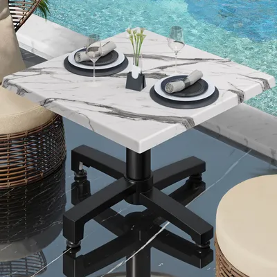Produktbild von WBO | Jamaika Loungetisch | B:T:H 70 x 70 x 40 cm | Weiß Marmor/ Schwarz | Bistro Loungetisch Gastro Tisch