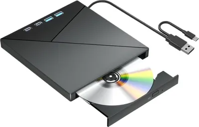Produktbild von ZELURXX 7-in-1 USB 3.0 Externes DVD Laufwerk Type-C, Multifuntionale CD/DVD Brenner, Plug & Play, kompatibel mit Windows, Linux, Schwarz