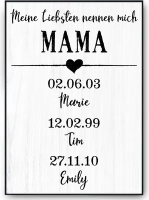 Produktbild von Personalisiertes Mama Poster mit Namen und Geburtsdaten Geschenk für Mama und Oma Muttertag Geschenkidee Mama Geburtstag – DIN A4 (21x29.7cm) / 3 Namen