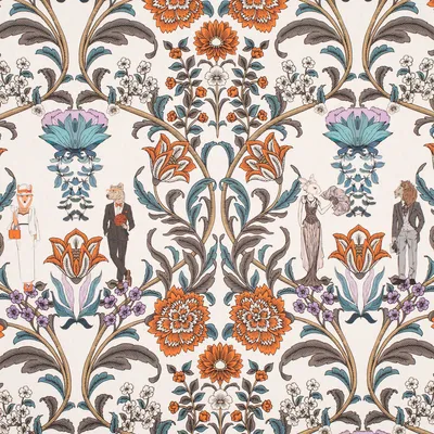 Produktbild von Dekostoff Meterware Baumwolle Digitaldr. Blumen weiß bunt 1,40m