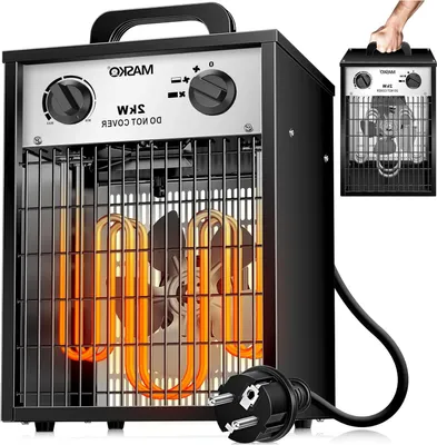 Productafbeelding van Elektrische Heater - Verwarmingstoestel - Werkplaats Verwarmen - Keramische Elementen - 2000 Watt - Wit