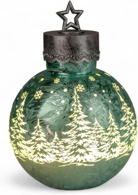 Produktbild von LED Deko-Kugel Frosty Mint 35 cm Farb-Glaskugel Ice-Optik Timer 6h /18h beleuchtet - Batteriebetrieben