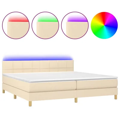Immagine prodotto di Letto a Molle Materasso e LED bianco 200x200cm in Tessuto