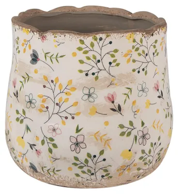 Obrázek produktu pro Clayre & Eef Květináč Ø 18x16 cm Béžový žlutý keramický květináč