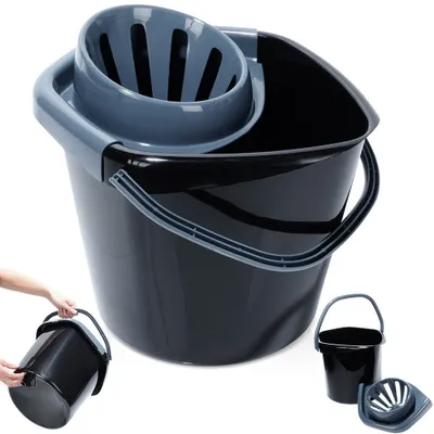Produktbild von Vilde Eimer Putzeimer Kunststoff-Eimer Plastikeimer mit Auswringer schwarz 10 L