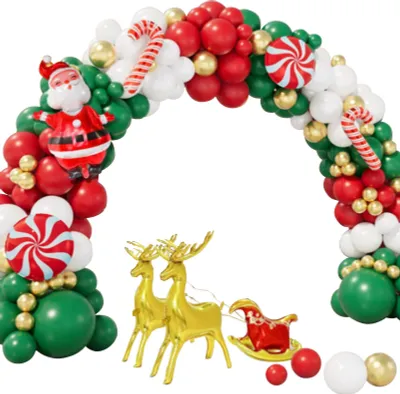 Immagine prodotto di Natale ghirlande di palloncini Ore Kit Metallic oro verde rosso bianco palloncini decorazioni per il nuovo anno
