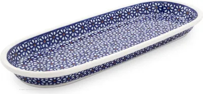 Produktbild von Original Bunzlauer Keramik Snackplatte Servierplatte Platte Teller klein länglich schmal oval 28,3x11,1x2,5 cm Design 120