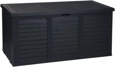 Imagen del producto de Caja de almacenamiento para jardín, con cierre, resistente a la intemperie, de 380 litros, ideal para guardar objetos en el jardín