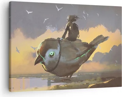 Produktbild von Bild auf Leinwand - Leinwandbild - Fantasie Vogel - 70x50cm - Wand Bild - Wanddeko - Wandbilder - Leinwanddruck - Bilder - Kunstdruck - Wanddekoration - Leinwand bilder - Wandkunst - AA70x50-3933