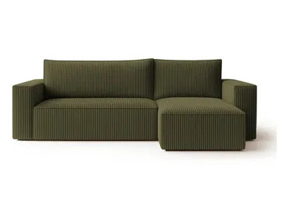 A green sectional sofa is shown against a white background.