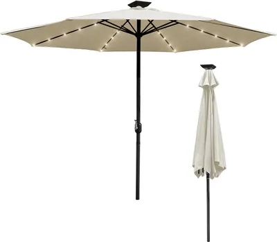 Produktbild von Jopassy 3.5m Sonnenschirm UV40+ Sonnenschutz Gartenschirm Strandschirm LED Solar,Beige