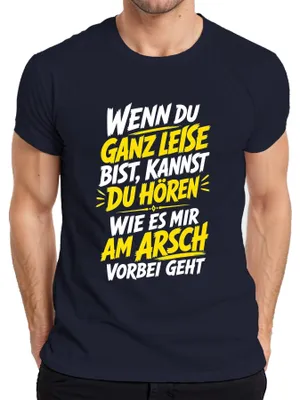 Productafbeelding van "Als je heel stil bent, ga ik je en," statement T-shirt voor heren, marineblauw, maat XXL