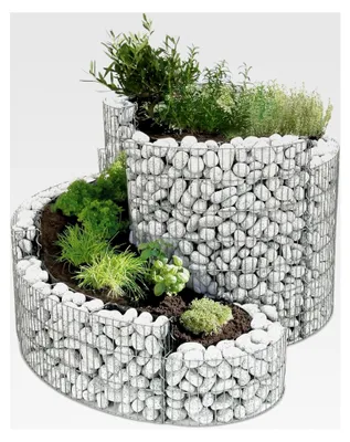 Produktbild von Gabionen Kräuterspirale verzinkt 200x150x80cm - Bausatz für Kräuterschnecke - Hochbeet Pflanzring für Kräuter und Gemüse mit Trennfolie - Witterungsbeständig und langlebig - Für Garten und Terrasse