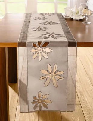 Produktbild von Tischläufer "Organzablüte" sand / braun, 40x160 cm, Tischband