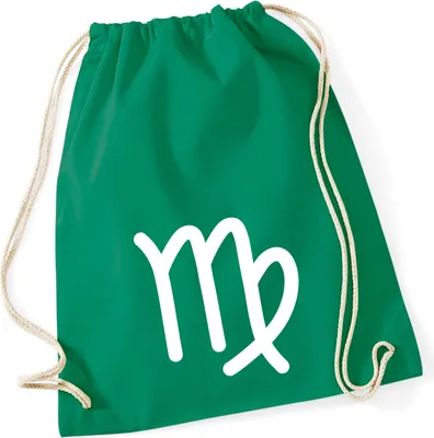 Produktbild von Huuraa Turnbeutel Jungfrau Sternzeichen Zeichen 12 Liter Kelly Green Baumwolle Rucksack Geschenkidee