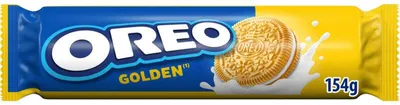 Obrázek produktu pro Oreo Golden, sušenky 154g – křupavé sušenky s vanilkovou náplní