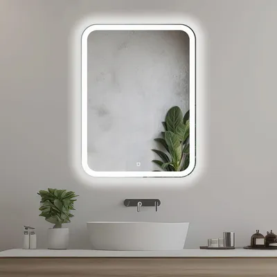 LED-Badspiegel 50×70 cm, Frontbeleuchtung, Touchschalter, dimmbar