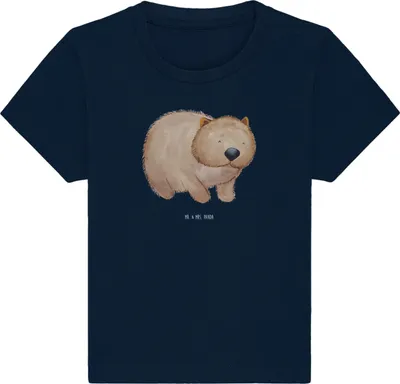 Produktbild von Mr. & Mrs. Panda Babyshirt Wombat 24. - 36. Monat - French Navy - Geschenk, Australien, Organic Baby Shirt, Motivation, Kinder Oberteil,  T-Shirt, Top, Lustige Sprüche