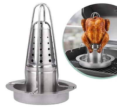 Obrázek produktu pro Stojan na kuřata z nerezové oceli – nádržka na tekutinu, odkapávací miska