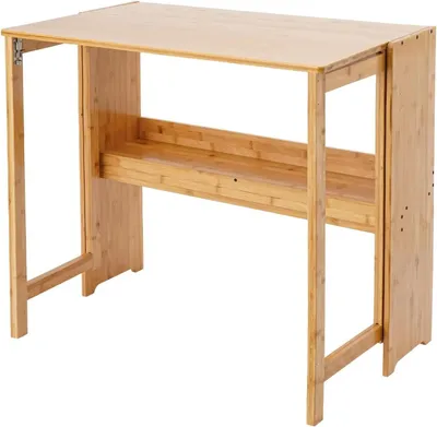 Obrázek produktu pro Skládací psací stůl s policemi - skládací psací stůl - 83 × 54 × 76 cm - obdélníkový - s úložnými přihrádkami - dřevěná konstrukce - oranžová barva