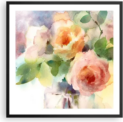 Produktbild von Gerahmtes Poster - Schwarzer Rahmen - Rose Blume Garten - 60x60 cm - Wand Bild - Wanddeko - Wandbilder - Kunstposter - Wandposter - Bilderrahmen - Bilder - Kunstdruck - Wandbild - P2BAC60x60-3910