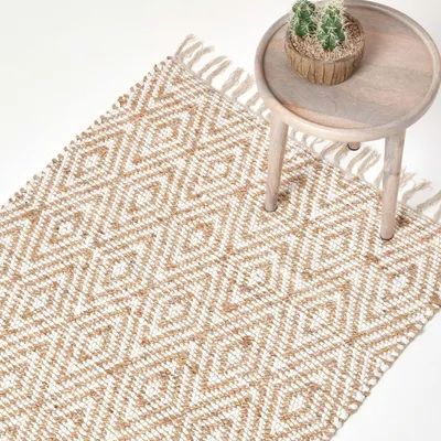 Produktbild von Handgewebter Patchwork-Teppich 160x230 cm Naturfarbe