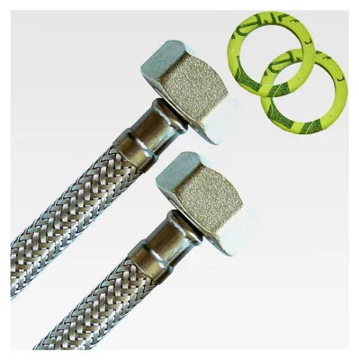 Produktbild von Zulaufschlauch für Waschmaschine, Panzerschlauch 3/4" ÜM x 3/4" ÜM, Trinkwasser, DN08, Edelstahl, Länge 150 cm