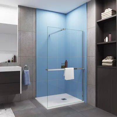 Produktbild von 140x200cm Sicherheitsglas walk in mit Handtuchhalter Duschwand