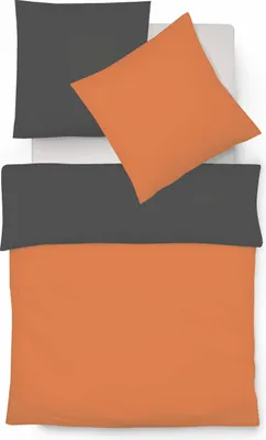 Produktbild von Fleuresse Halbleinen Wendebettwäsche Provence W Verviers 135x200 cm + 80x80 cm orange-schiefer
