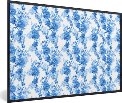 Produktbild von MuchoWow® MuchoWow® Gerahmtes Poster Blumen - Blüte - Blau - Collage 30x20 cm - Poster mit zchwarzem Bilderrahmen - Kunstdruck - Bild-Poster