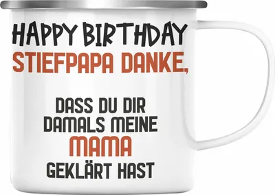 Produktbild von Trendation - Emaille Tasse Stiefvater Geschenk Geburtstag - Stiefpapa Geburtstagsgeschenk Emaille Tasse Spruch - Bester Stiefvater Geschenkideen (Silber)