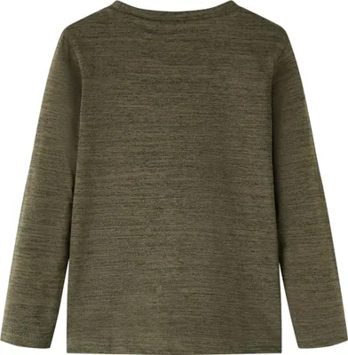 Zdjęcie produktu dla vidaXL Koszulka dziecięca z długim rękawem ciemny khaki melanż 128