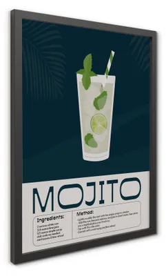 Produktbild von STYLER Wandbild 30x40 cm Cocktail Küchenbild Getränkebild Modernes Kunstbild Wanddeko Küche Wohnzimmer Bar Deko Rahmen