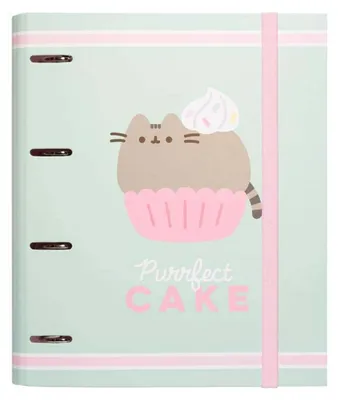 Produktbild von Pusheen, Stabiler 4-Ring Ordner Foodie mit Gummibandverschluss, Grün