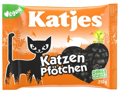 Zdjęcie produktu dla Katjes Katzen Pfötchen Lakritz wegańskie o miękkiej konsystencji opakowanie 210 g