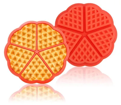 Immagine prodotto di Stampo in silicone per waffle a forma di cuore, 2 pezzi, 5 cavità, colore rosso