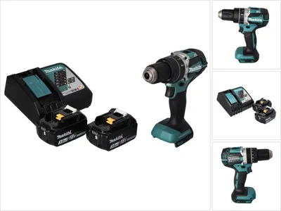 Produktbild von Makita DHP 484 RF Akku Schlagbohrschrauber 18 V 54 Nm Brushless + 2x Akku 3,0 Ah + Ladegerät