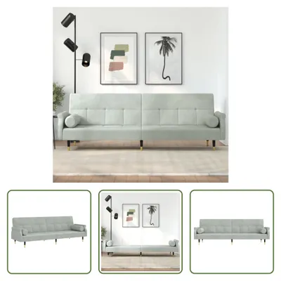 Produktbild von The Living Store Schlafsofa mit Kissen Hellgrau Samt