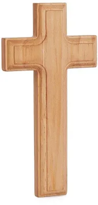 Image de Décoration murale en bois représentant une croix, idéale pour les espaces de vie et les bureaux