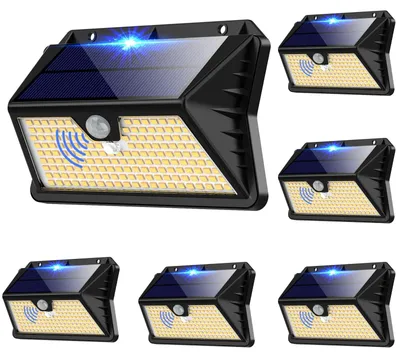Solarleuchten-Set 6er, 185 LEDs, 3 Modi, Bewegungssensor, IP65