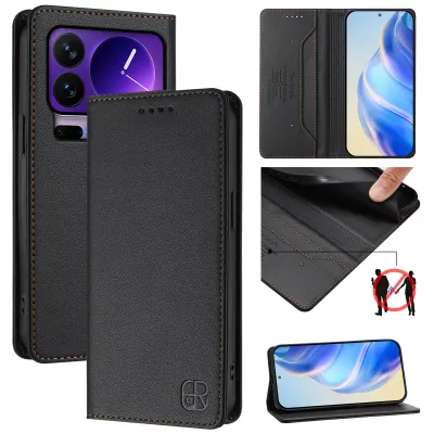 Obrázek produktu pro Kožené pouzdro pro Xiaomi 17 Pro, flipové pouzdro s přihrádkami na karty, peněženkou a stojánkem Černý