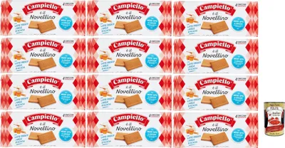 Produktbild von Campiello Novellino con latte fresco e miele di acacia Kekse mit frischer Milch und Akazienhonig biscuits cookies 100% Italienische Kekse 12x 350g + Italian Gourmet polpa 400g