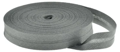 25m Schrägband Baumwolle Breite 20mm gefalzt, grau
