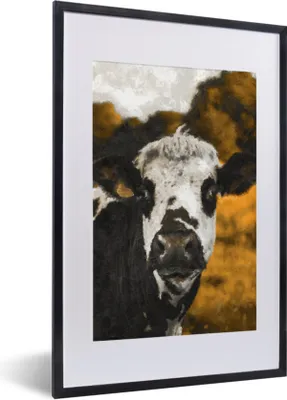 Produktbild von MuchoWow® MuchoWow® Gerahmtes Poster Kuh - Querformat - Schwarz 40x60 cm - Poster mit zchwarzem Bilderrahmen - Poster in Rahmen