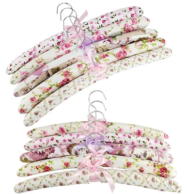 Produktbild von Set aus 10 Baumwollkleiderbügel mit Blumenmuster