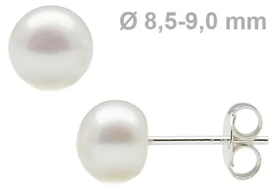 Produktbild von 8,5-9,0 mm Perlen Stecker Ohrstecker 925 Silber Süßwasser-Zuchtperlen weiß Perlenohrstecker für Hochzeit